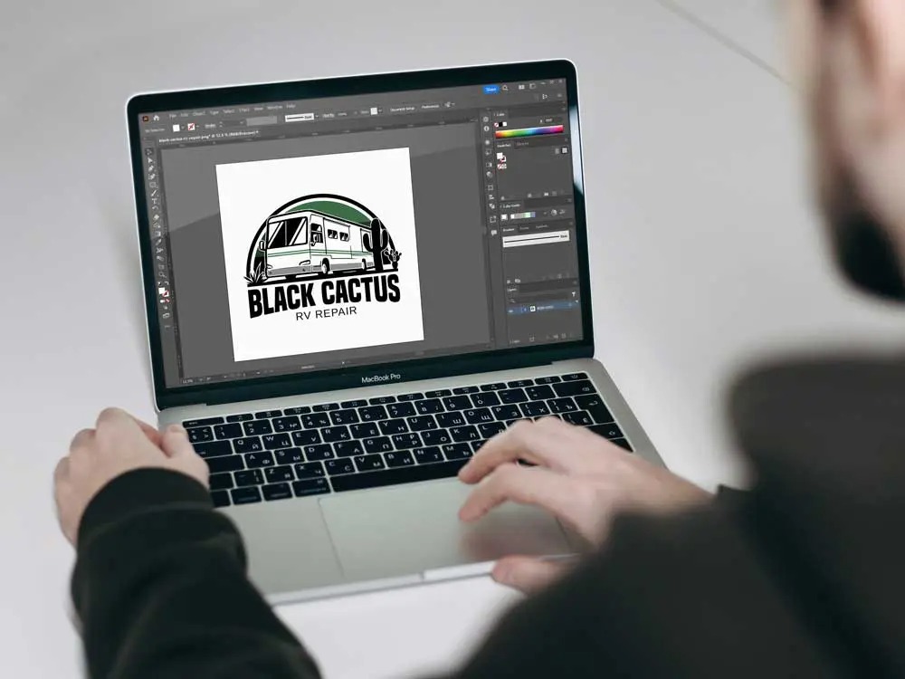 Black Cactus RV Repair logo design