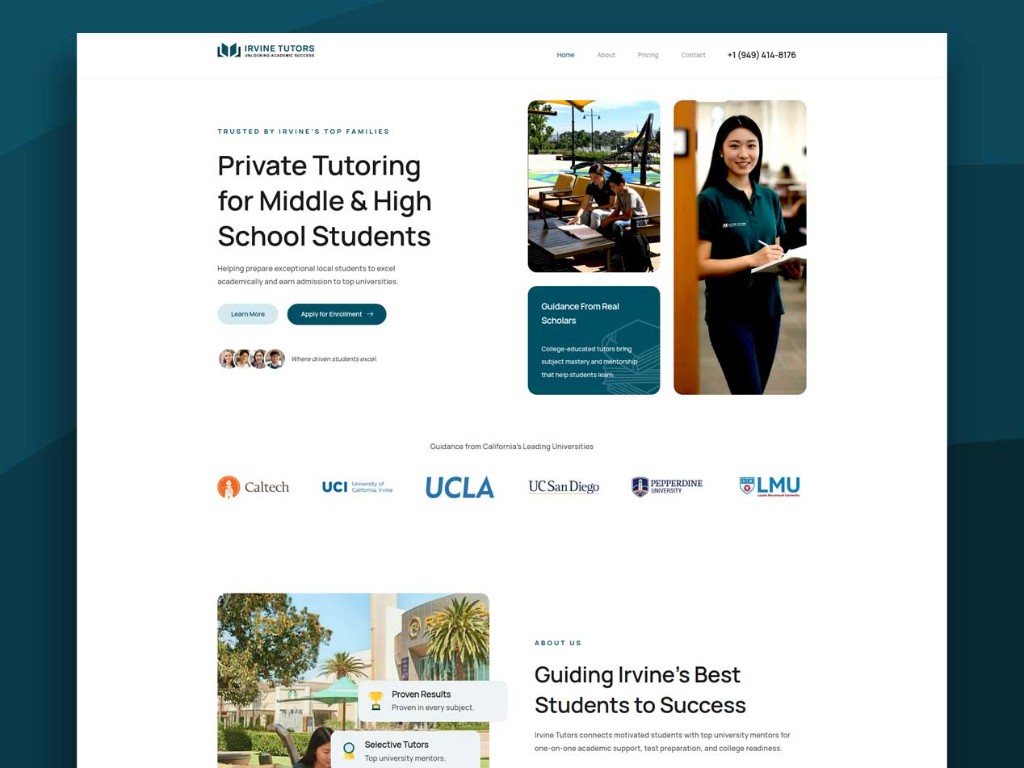 Irvine Tutors website design