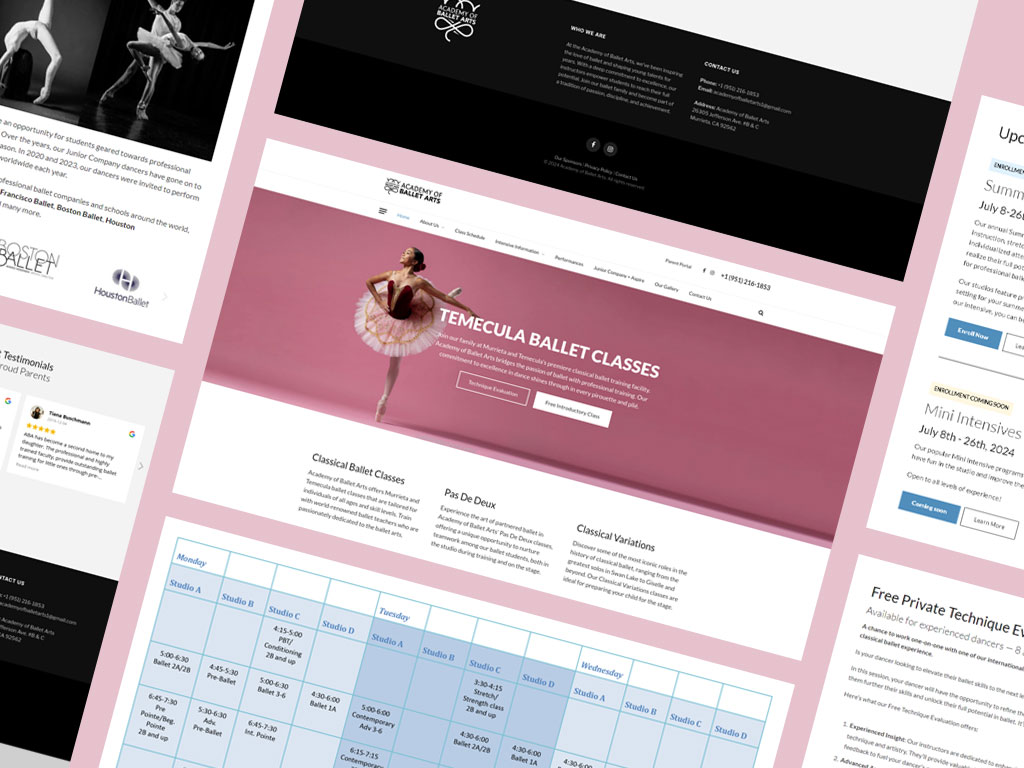 ballet studio website design