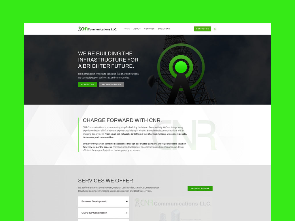 telecommunications company website design