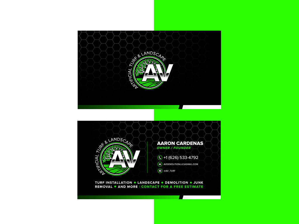 AV Turf & Landscape Business Cards