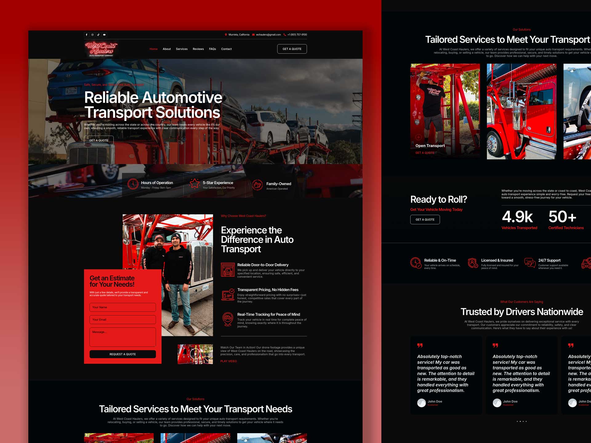 auto transport website design