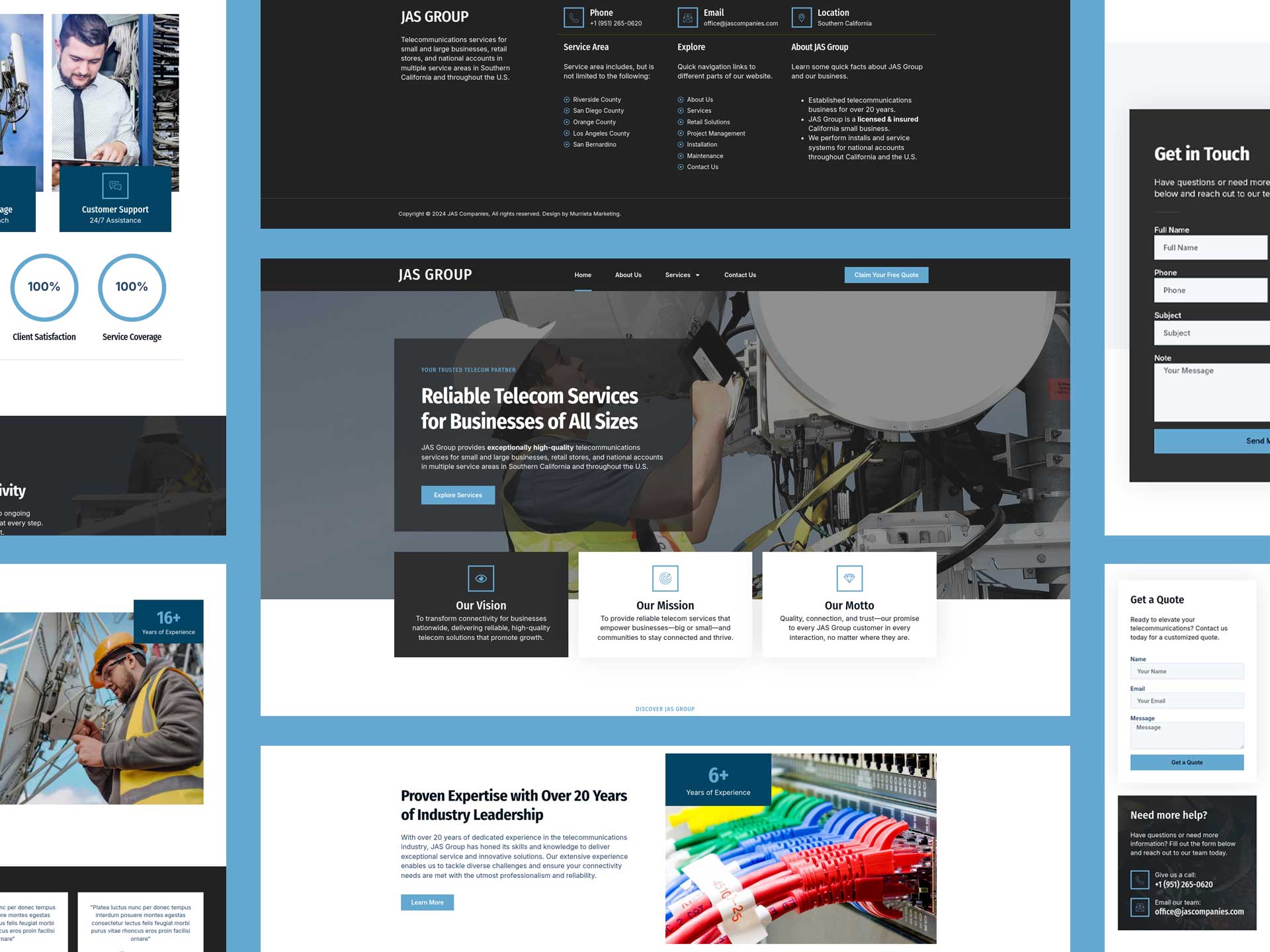 telecommunications company website design